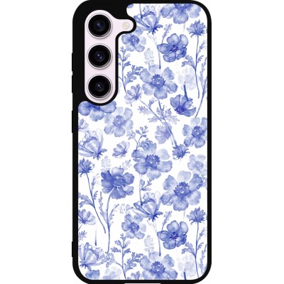 Coque Samsung Galaxy S23 FE - Silicone rigide noir Spring 23 watercolor blue flowers