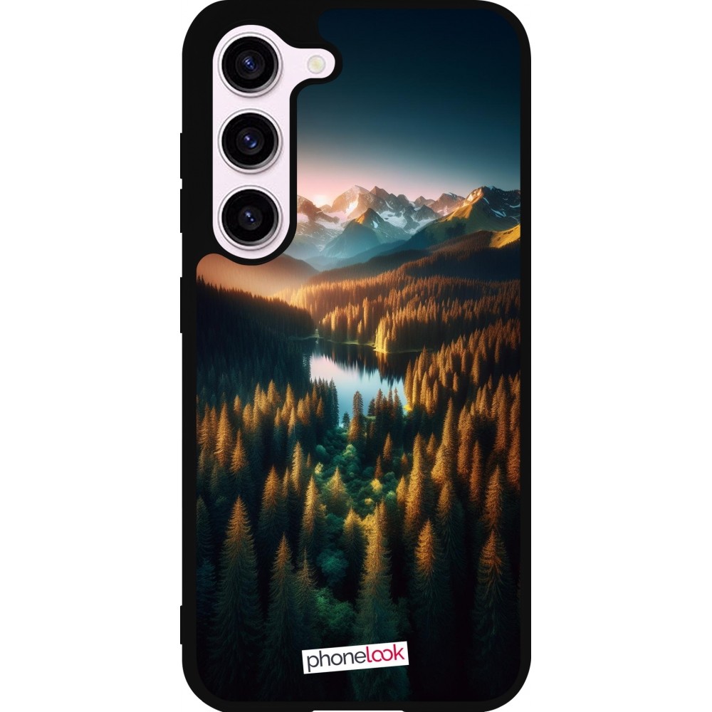 Coque Samsung Galaxy S23 FE - Silicone rigide noir Sunset Forest Lake