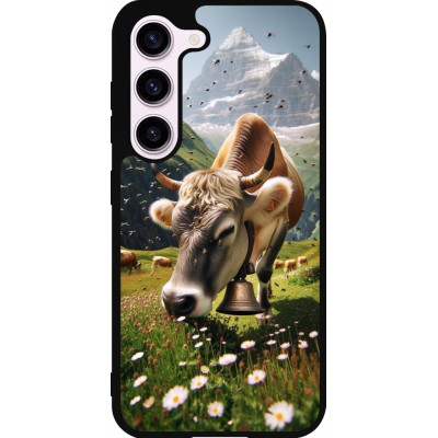 Coque Samsung Galaxy S23 FE - Silicone rigide noir Vache montagne Valais