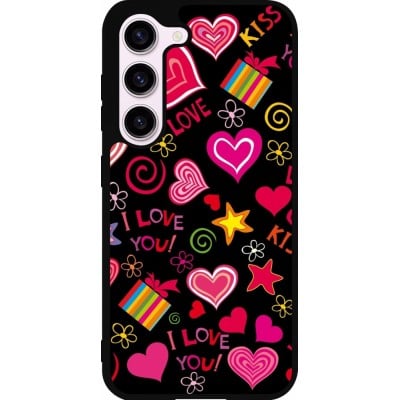 Coque Samsung Galaxy S23 FE - Silicone rigide noir Valentine 2023 love symbols