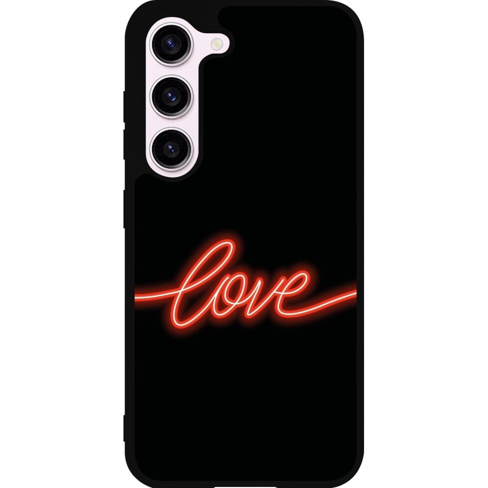 Coque Samsung Galaxy S23 FE - Silicone rigide noir Valentine 2023 neon love