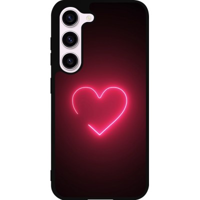 Coque Samsung Galaxy S23 FE - Silicone rigide noir Valentine 2023 single neon heart