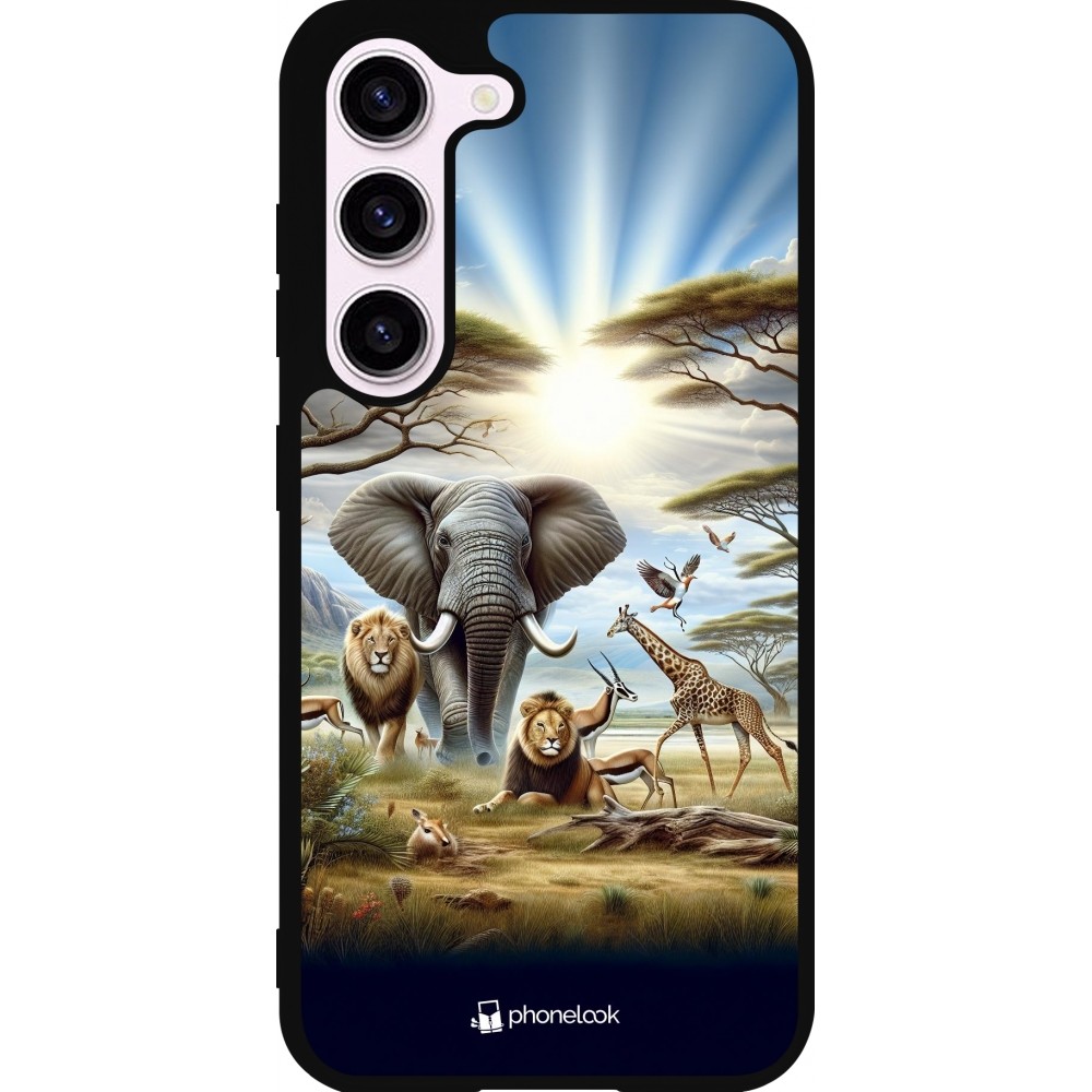 Coque Samsung Galaxy S23 FE - Silicone rigide noir Vie sauvage africaine