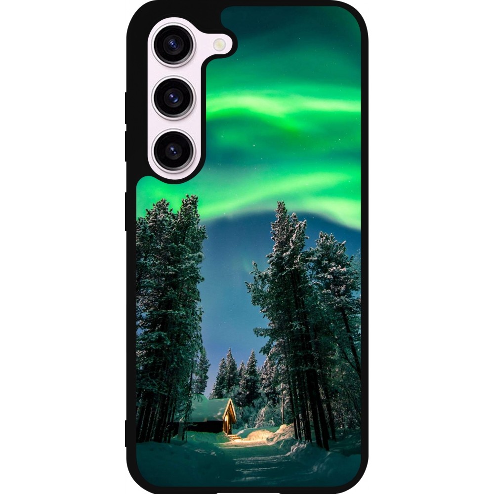 Coque Samsung Galaxy S23 FE - Silicone rigide noir Winter 22 Northern Lights