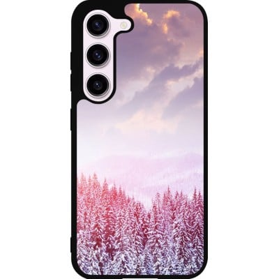 Coque Samsung Galaxy S23 FE - Silicone rigide noir Winter 22 Pink Forest