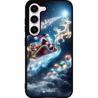 Coque Samsung Galaxy S23 FE - Silicone rigide noir Noël 2023 Père Noël enchanté