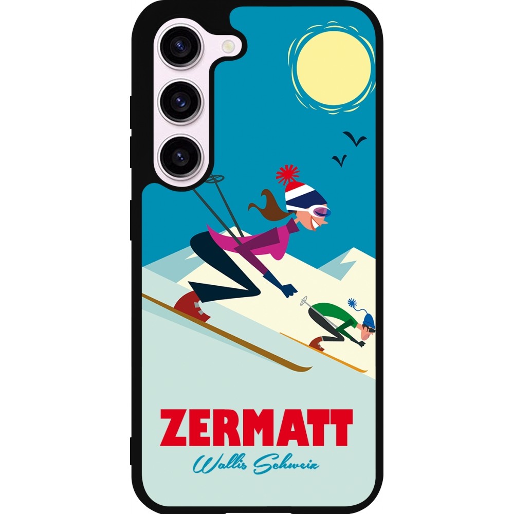 Coque Samsung Galaxy S23 FE - Silicone rigide noir Zermatt Ski Downhill