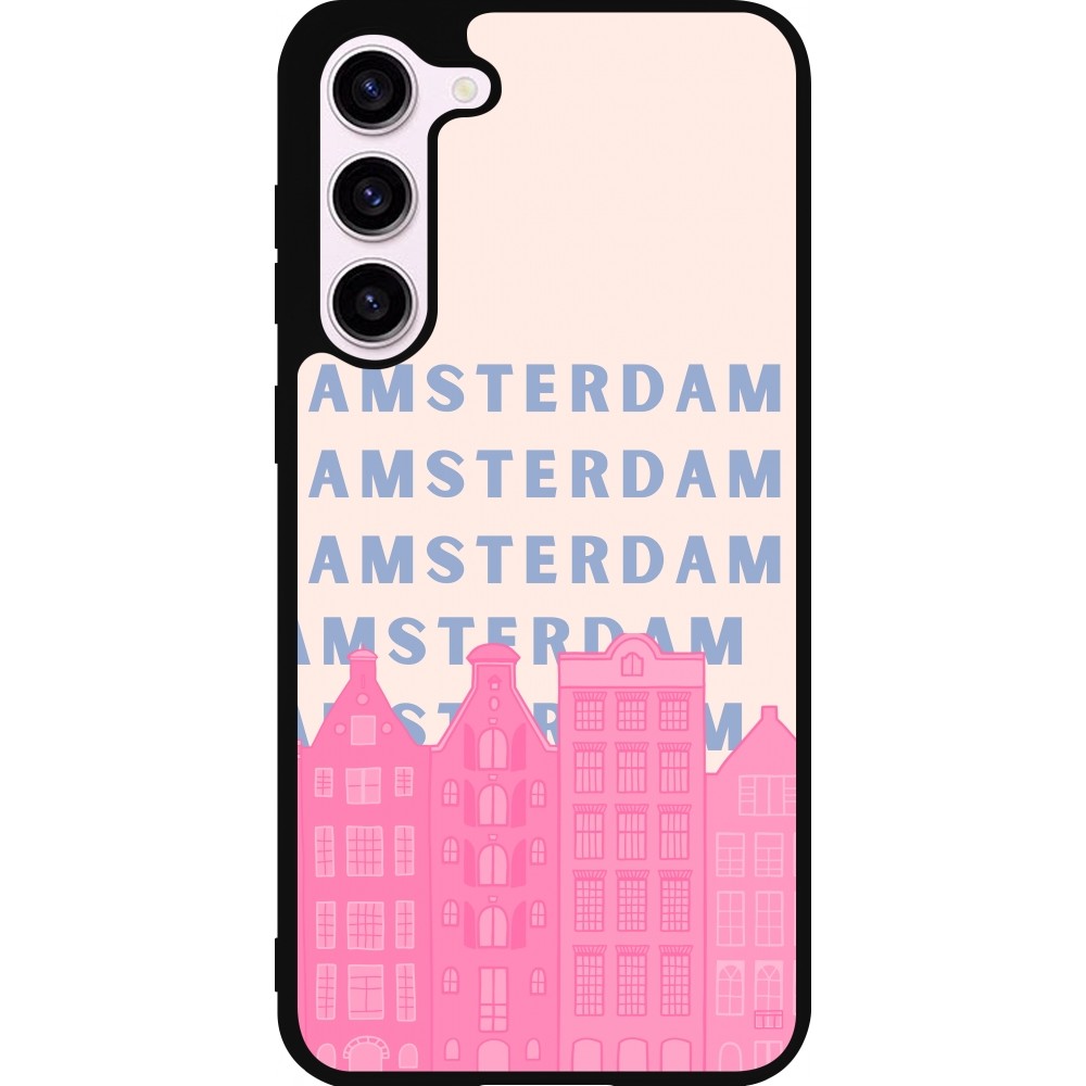 Coque Samsung Galaxy S23+ - Silicone rigide noir Amsterdam Pink Print