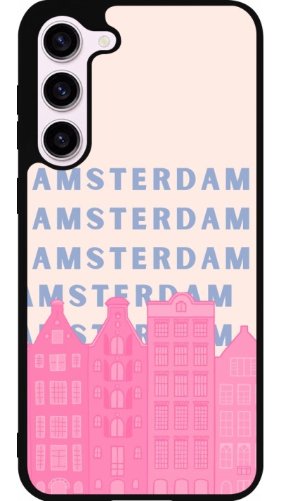 Coque Samsung Galaxy S23+ - Silicone rigide noir Amsterdam Pink Print