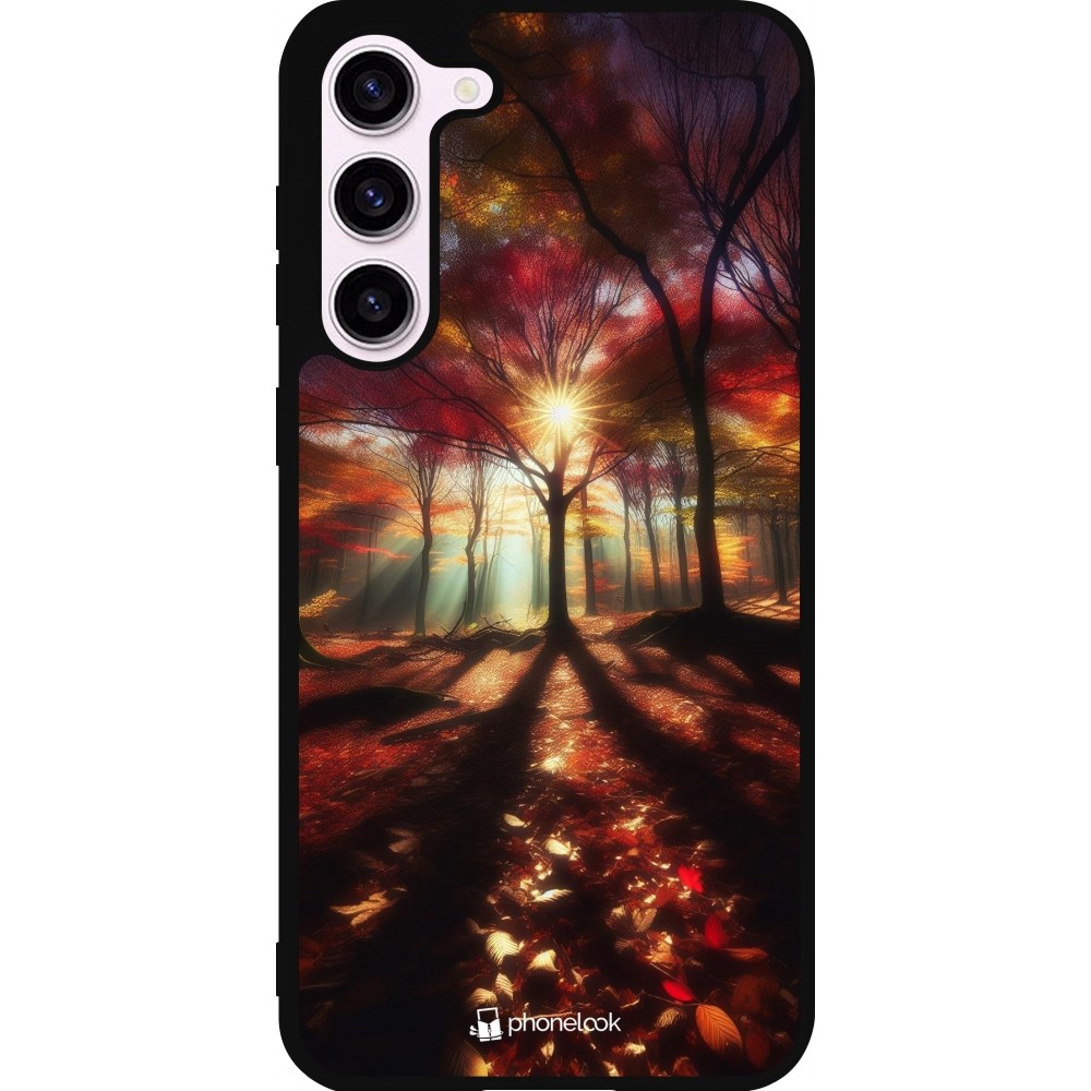 Coque Samsung Galaxy S23+ - Silicone rigide noir Automne doré glare