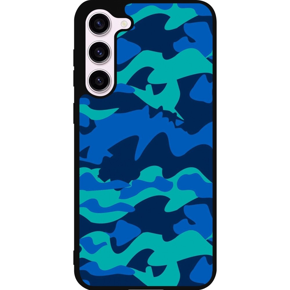 Coque Samsung Galaxy S23+ - Silicone rigide noir Camo Blue