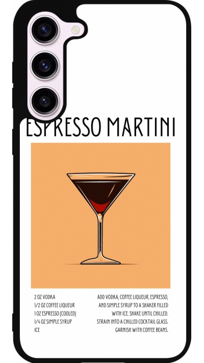 Coque Samsung Galaxy S23+ - Silicone rigide noir Cocktail recette Espresso Martini