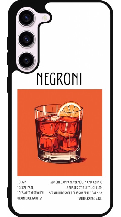 Coque Samsung Galaxy S23+ - Silicone rigide noir Cocktail recette Negroni