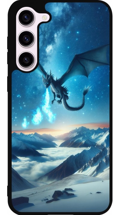 Coque Samsung Galaxy S23+ - Silicone rigide noir Dragon nocturne montagne