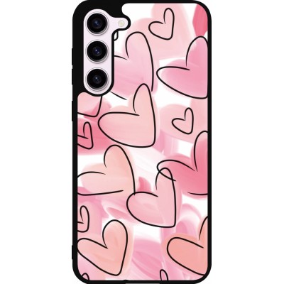 Coque Samsung Galaxy S23+ - Silicone rigide noir Easter 2023 pink hearts