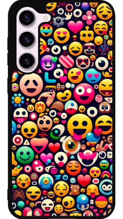 Coque Samsung Galaxy S23+ - Silicone rigide noir Emoji Mix Color