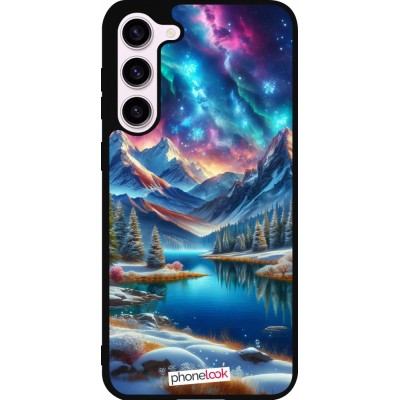 Coque Samsung Galaxy S23+ - Silicone rigide noir Fantasy Mountain Lake Sky Stars