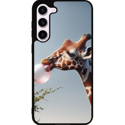 Coque Samsung Galaxy S23+ - Silicone rigide noir Girafe à bulle