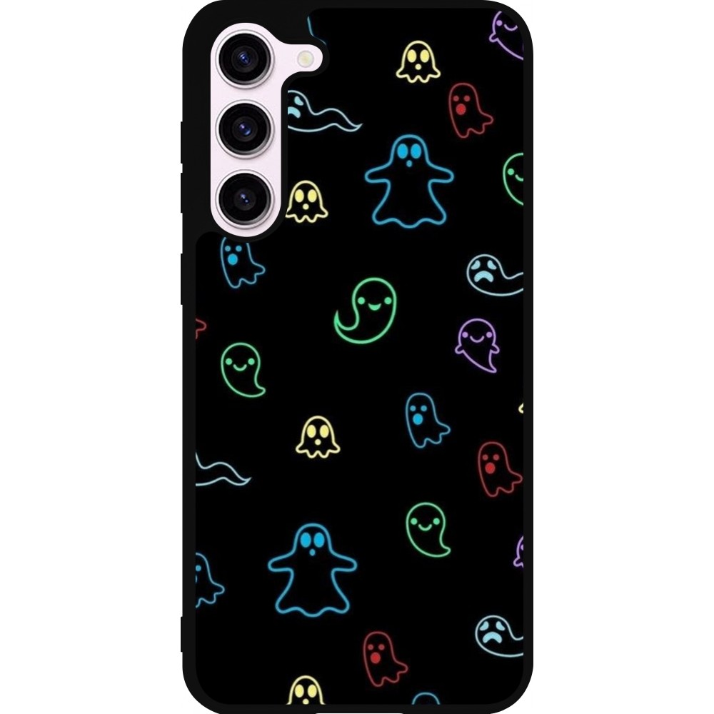 Coque Samsung Galaxy S23+ - Silicone rigide noir Halloween 2024 colorful ghosts