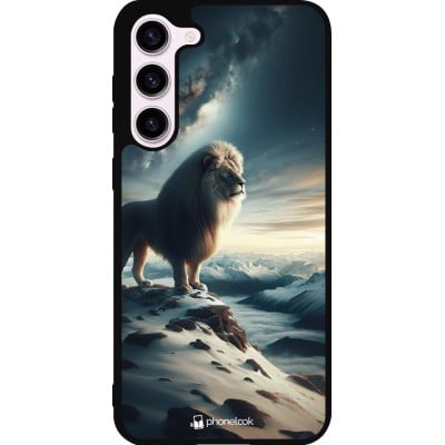 Coque Samsung Galaxy S23+ - Silicone rigide noir Le lion blanc