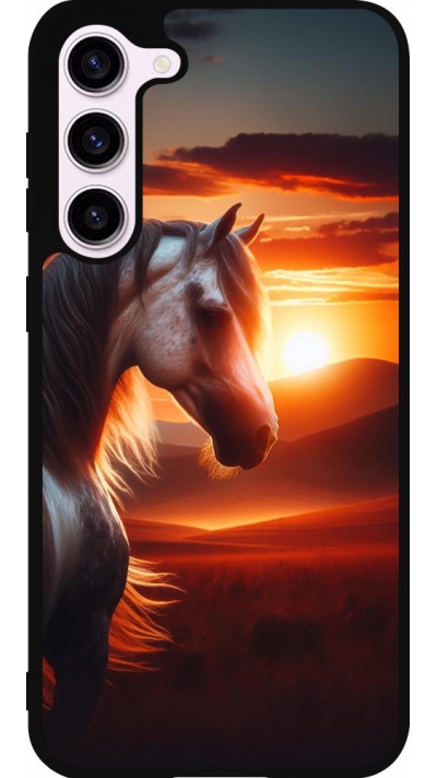 Coque Samsung Galaxy S23+ - Silicone rigide noir Majestic Sunset Horse