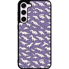 Coque Samsung Galaxy S23+ - Silicone rigide noir Mini dino pattern violet