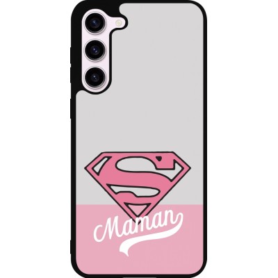 Coque Samsung Galaxy S23+ - Silicone rigide noir Mom 2024 Super hero maman