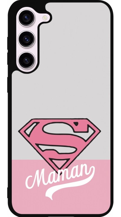 Coque Samsung Galaxy S23+ - Silicone rigide noir Mom 2024 Super hero maman