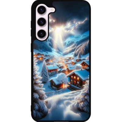 Coque Samsung Galaxy S23+ - Silicone rigide noir Mont Neige Lumière