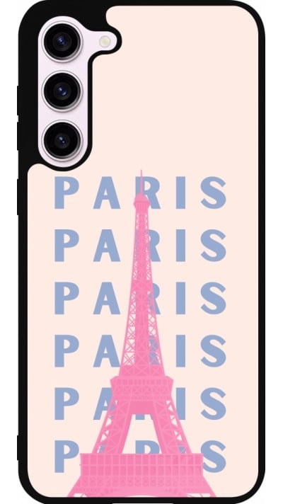 Coque Samsung Galaxy S23+ - Silicone rigide noir Paris Pink Print