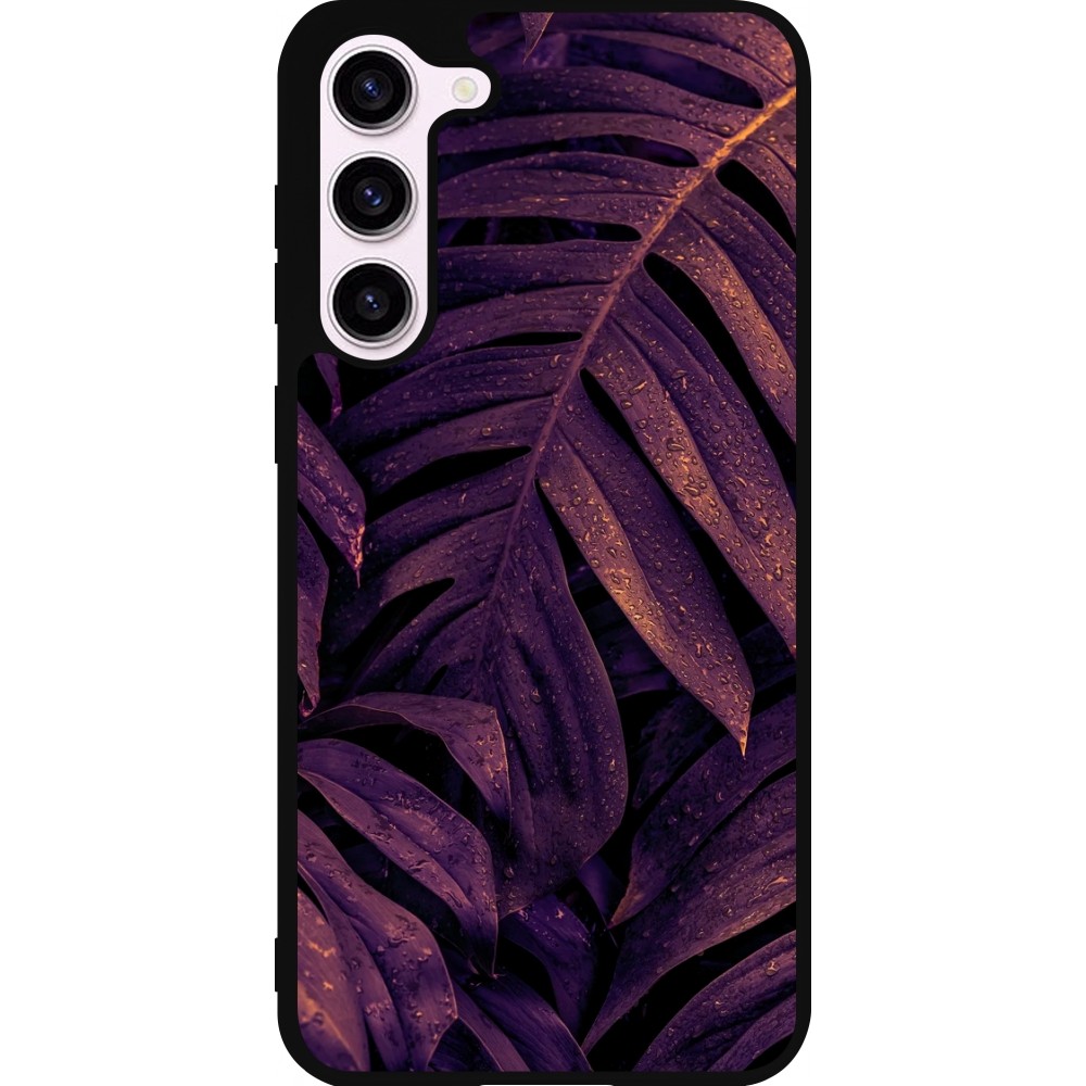 Coque Samsung Galaxy S23+ - Silicone rigide noir Purple Light Leaves