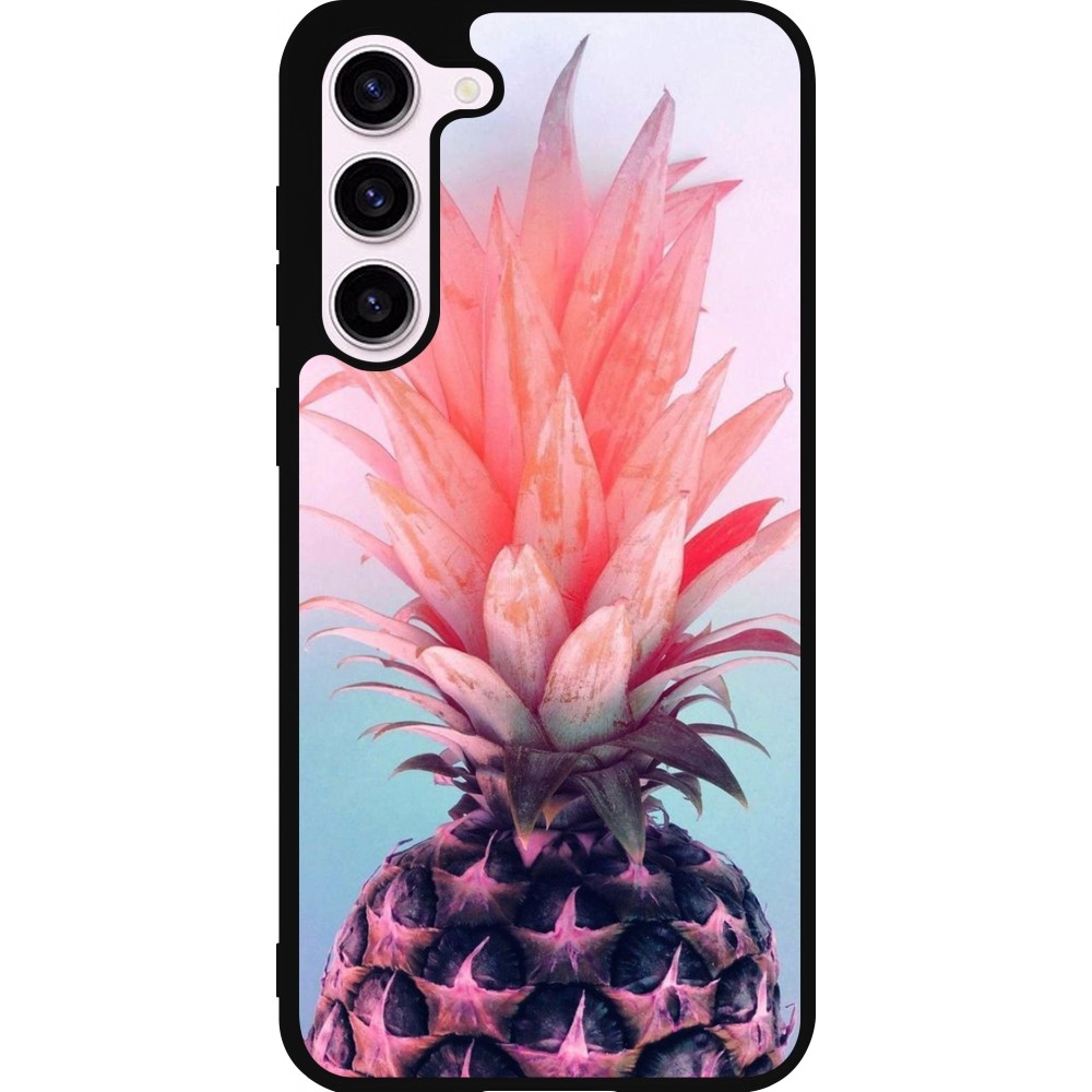 Samsung Galaxy S23+ Case Hülle - Silikon schwarz Purple Pink Pineapple