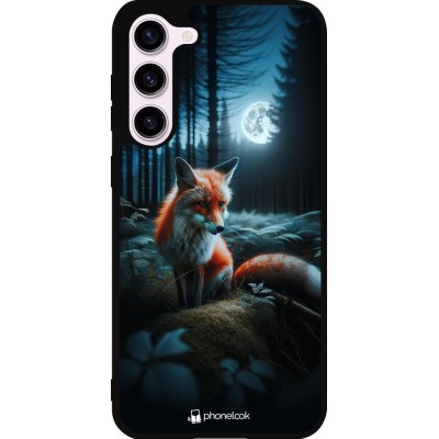 Coque Samsung Galaxy S23+ - Silicone rigide noir Renard lune forêt