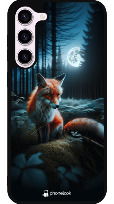 Coque Samsung Galaxy S23+ - Silicone rigide noir Renard lune forêt