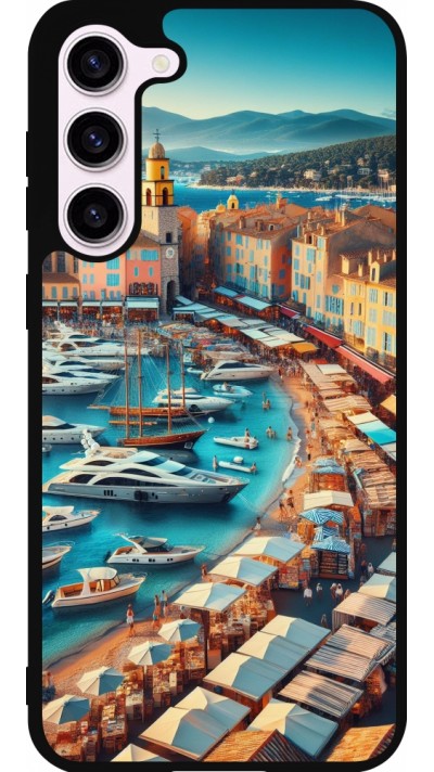 Coque Samsung Galaxy S23+ - Silicone rigide noir Saint-Tropez Beach