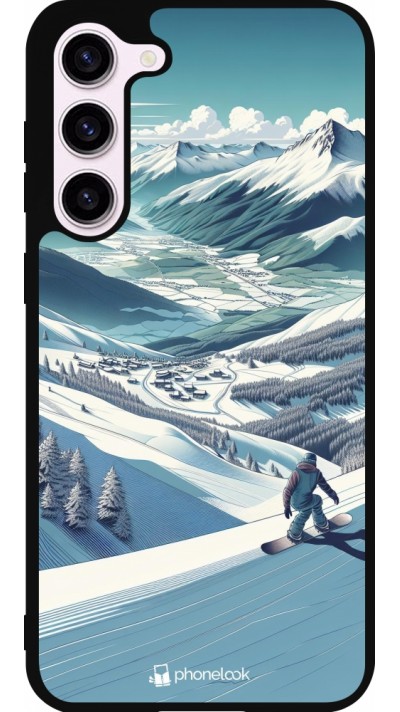 Coque Samsung Galaxy S23+ - Silicone rigide noir Snowboarder Montagne