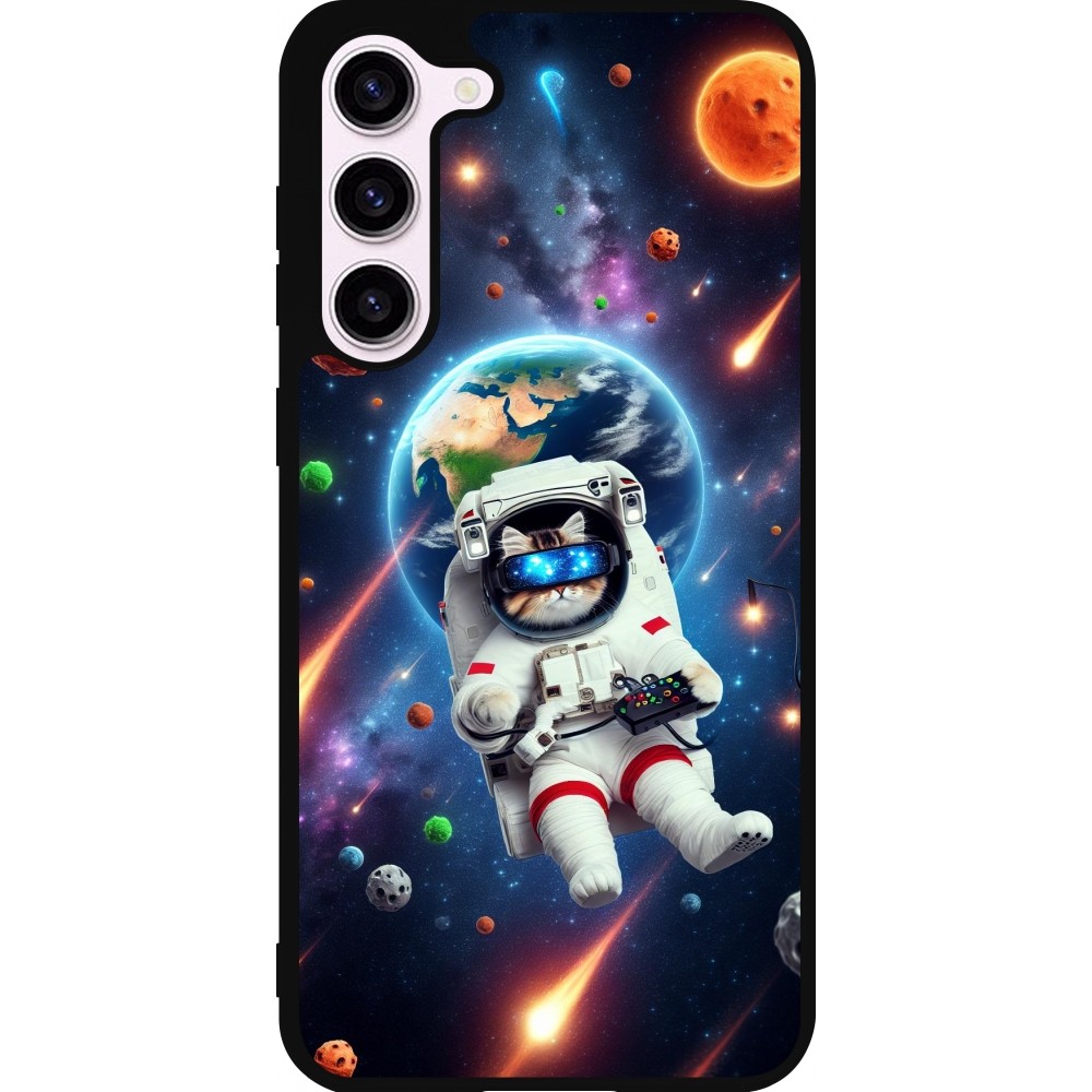 Coque Samsung Galaxy S23+ - Silicone rigide noir VR SpaceCat Odyssey