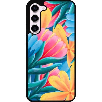 Coque Samsung Galaxy S23+ - Silicone rigide noir Spring 23 colorful flowers