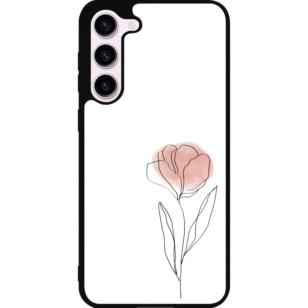 Samsung Galaxy S23+ Case Hülle - Silikon schwarz Spring 23 minimalist flower