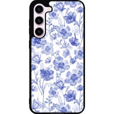 Samsung Galaxy S23+ Case Hülle - Silikon schwarz Spring 23 watercolor blue flowers