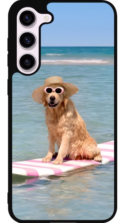 Coque Samsung Galaxy S23+ - Silicone rigide noir Summer Dog on Paddle