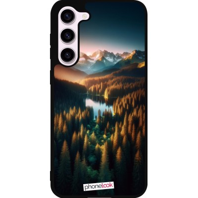 Coque Samsung Galaxy S23+ - Silicone rigide noir Sunset Forest Lake