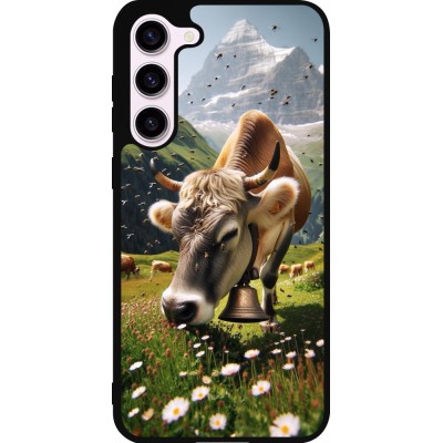 Coque Samsung Galaxy S23+ - Silicone rigide noir Vache montagne Valais