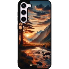 Coque Samsung Galaxy S23+ - Silicone rigide noir Valley Sunset Deer Tree