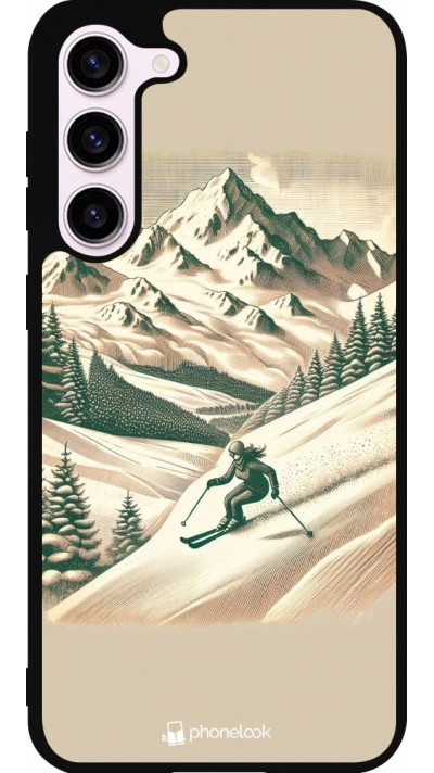 Coque Samsung Galaxy S23+ - Silicone rigide noir Vintage Ski Mountain