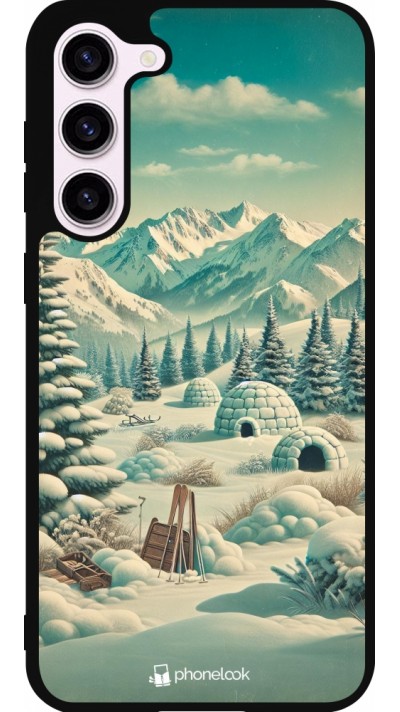 Coque Samsung Galaxy S23+ - Silicone rigide noir Vintage Snowy Mountain Igloo