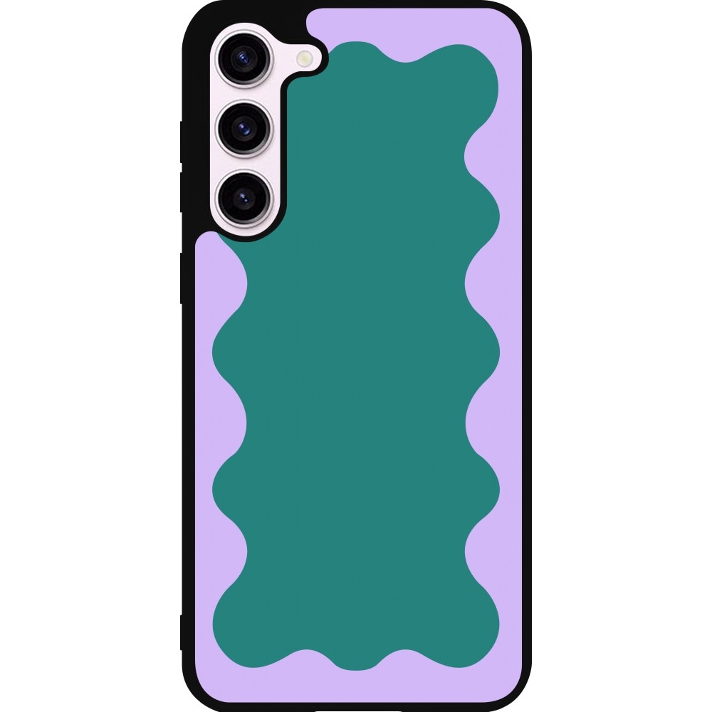 Coque Samsung Galaxy S23+ - Silicone rigide noir Wavy Rectangle Green Purple