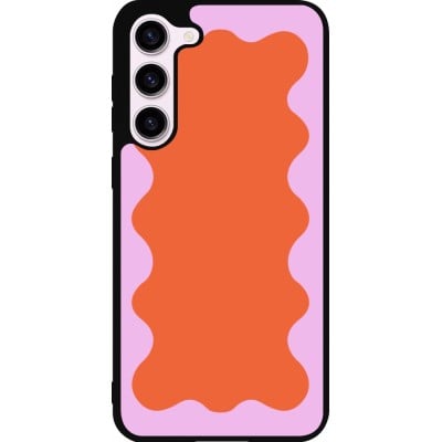 Coque Samsung Galaxy S23+ - Silicone rigide noir Wavy Rectangle Orange Pink