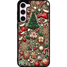 Coque Samsung Galaxy S23+ - Silicone rigide noir Noël 2023 micro pattern