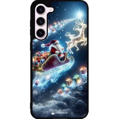 Coque Samsung Galaxy S23+ - Silicone rigide noir Noël 2023 Père Noël enchanté